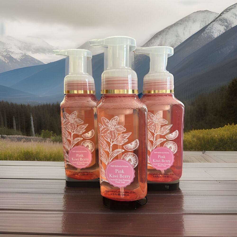 3 x Bath & Body Works Pink Kiwi Berry Gentle Foaming Hand Soap 8.75 oz New